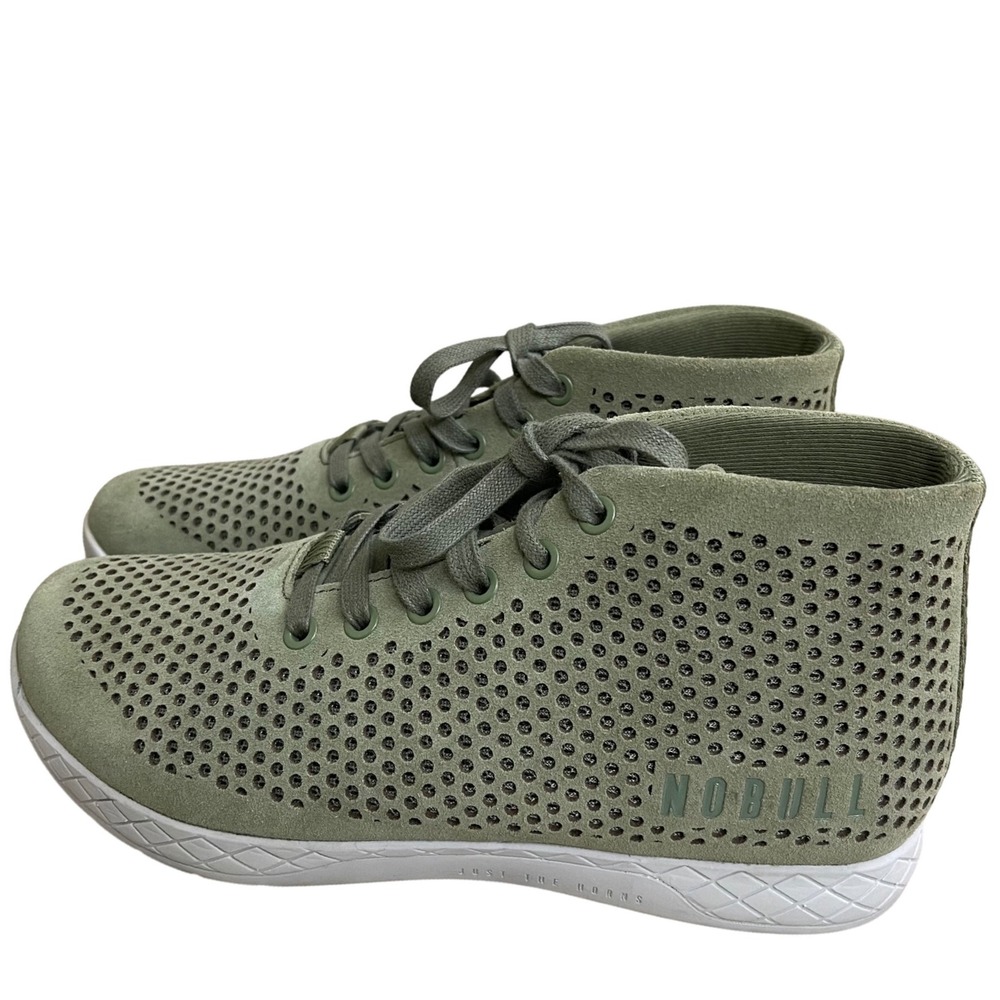 NOBULL Women 10/mens 8.5 Olive Green suede High Top Trainers Sneakers Shoes‎